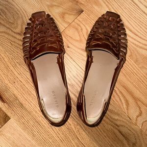Nisolo Women's Huarache Sandal Brandy color (more like dark chestnut) size 9.5